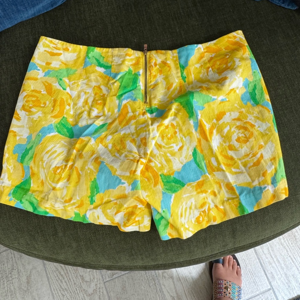 Lilly Pulitzer High Waist Yellow Green Tropical Shorts